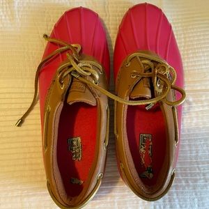 Pink Sperry boat shoes